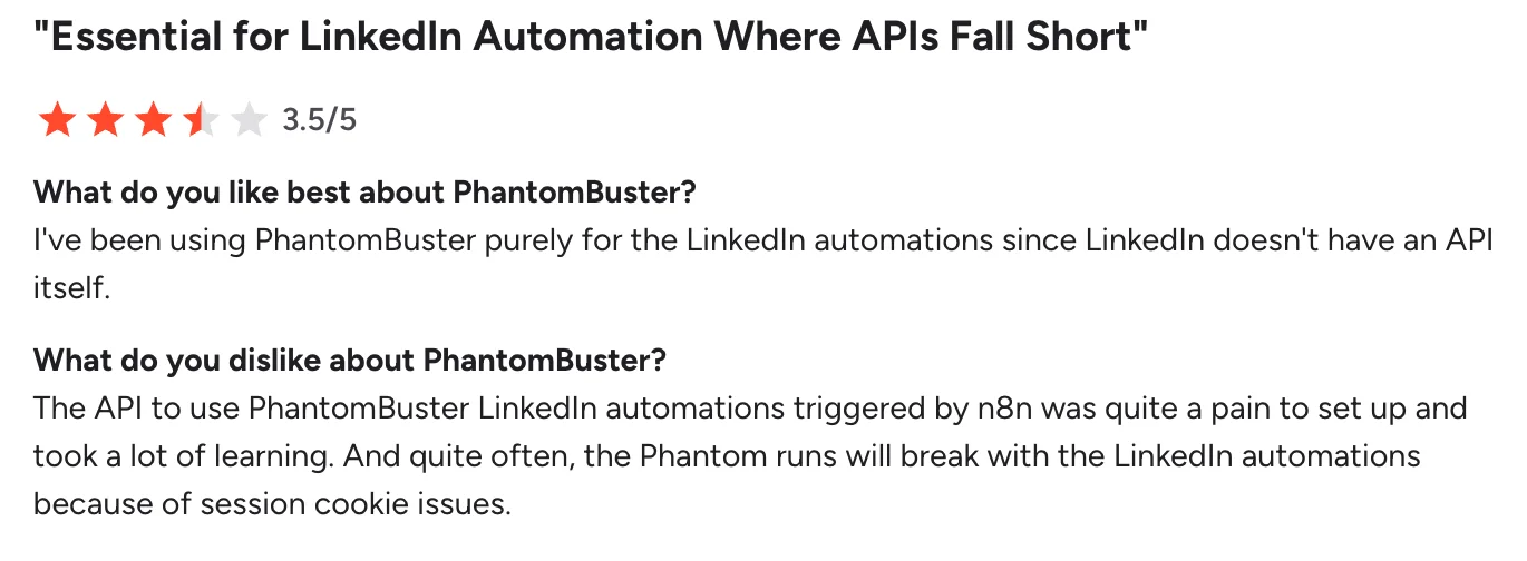 Phantombuster lead reviews
