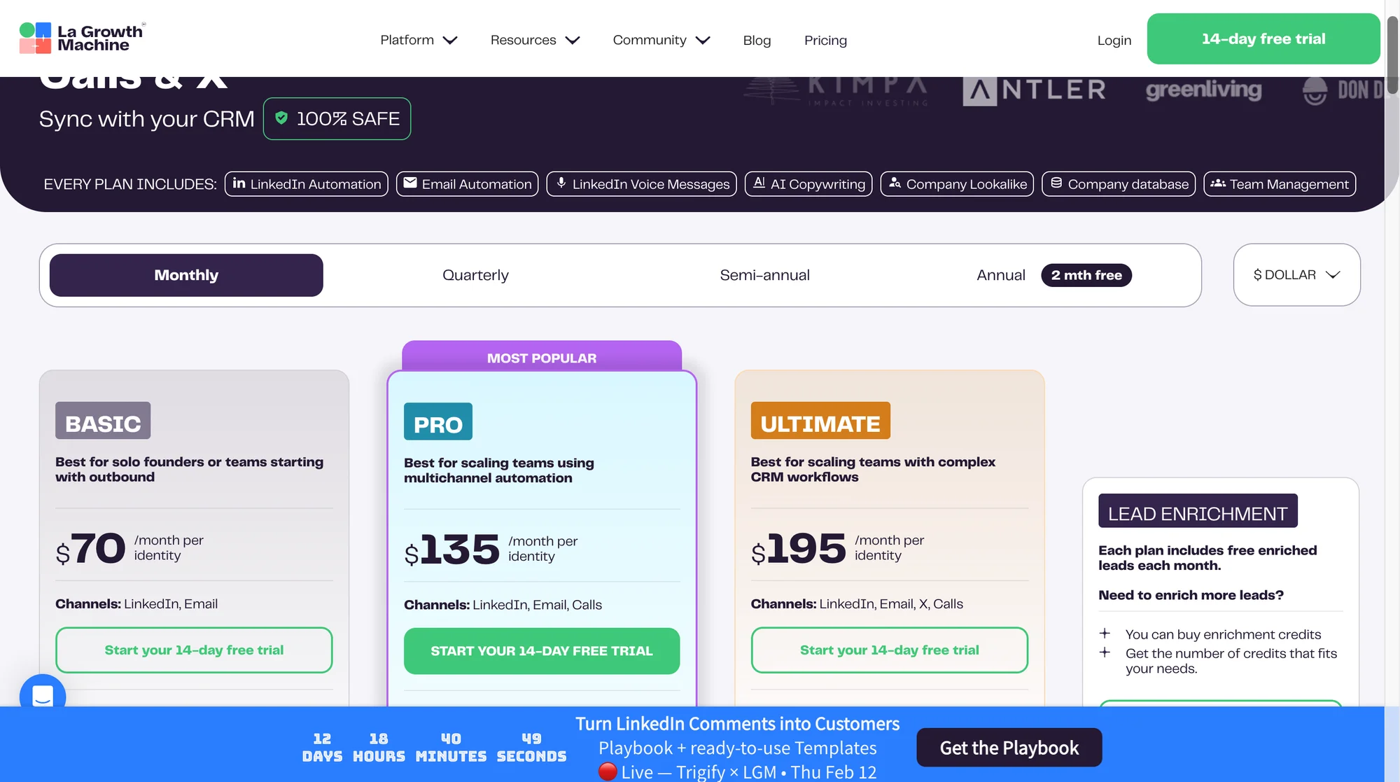 The Growth Machine pricing