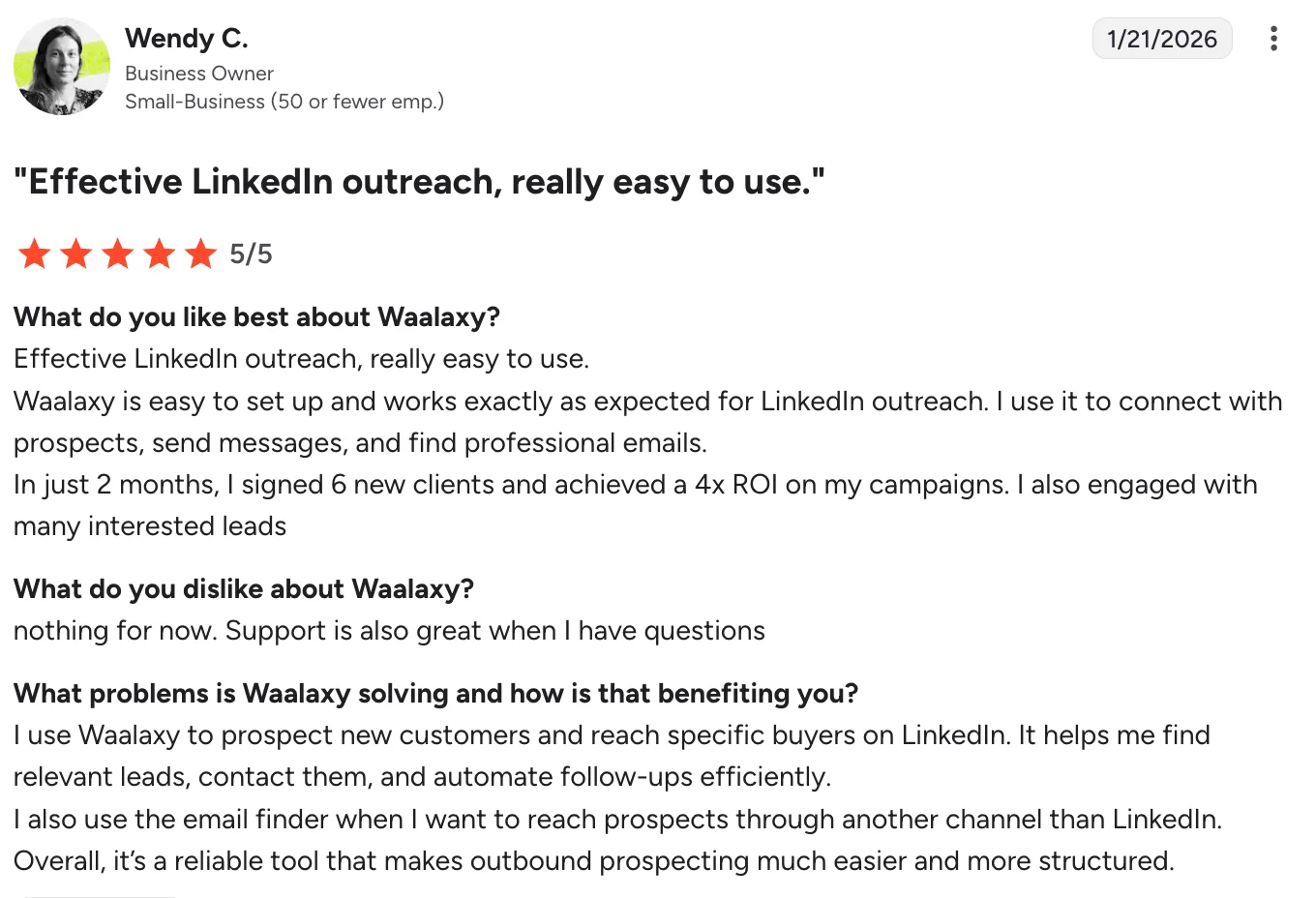 Waalaxy user reviews on G2