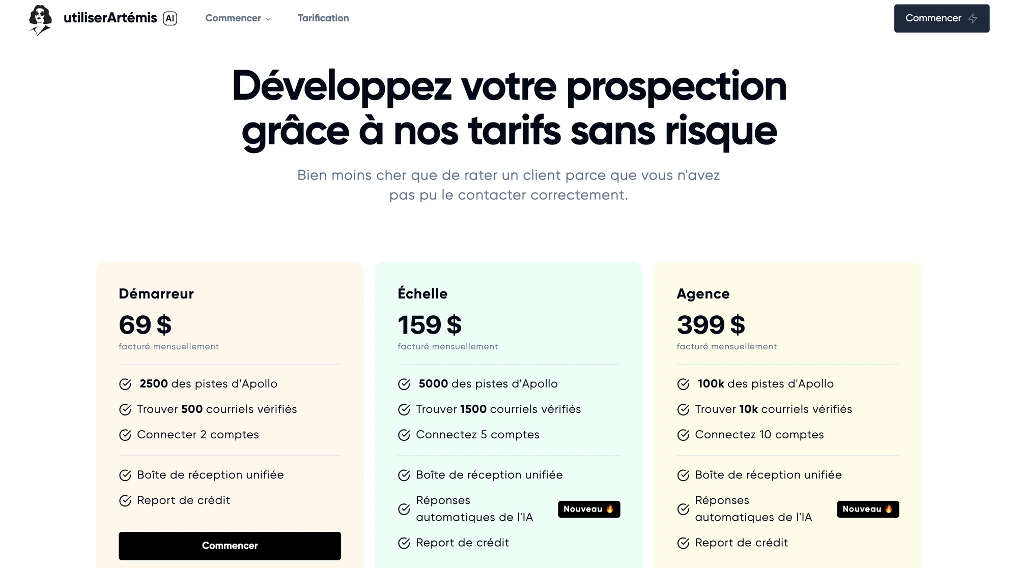 UseArtémis tarifs