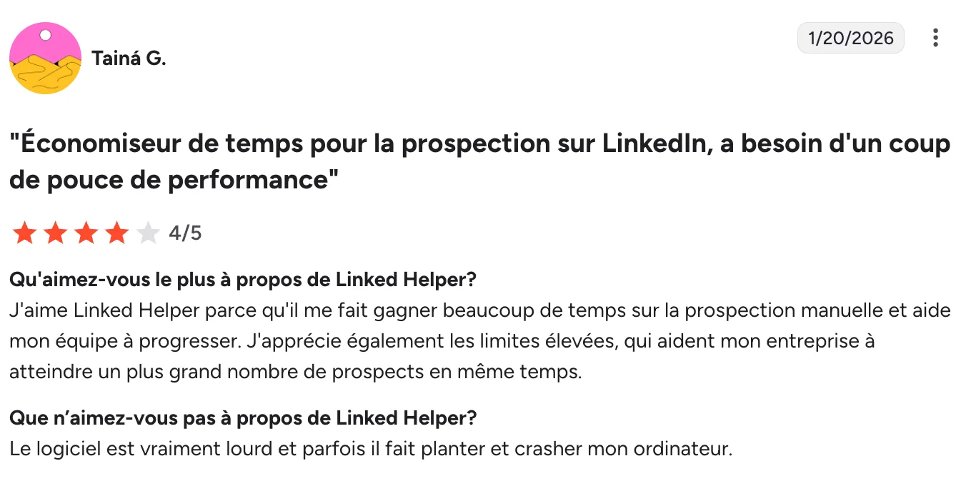LinkedHelper avis client
