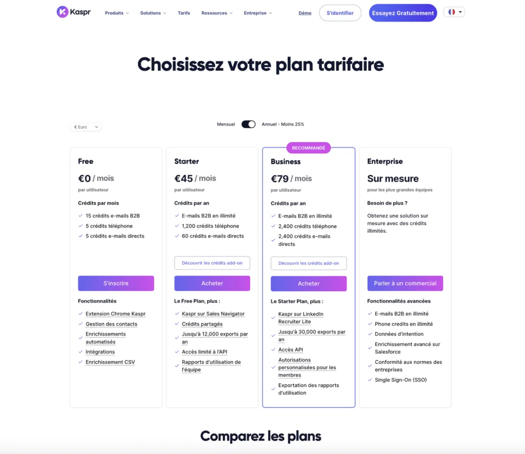 Kaspr cout et tarifs
