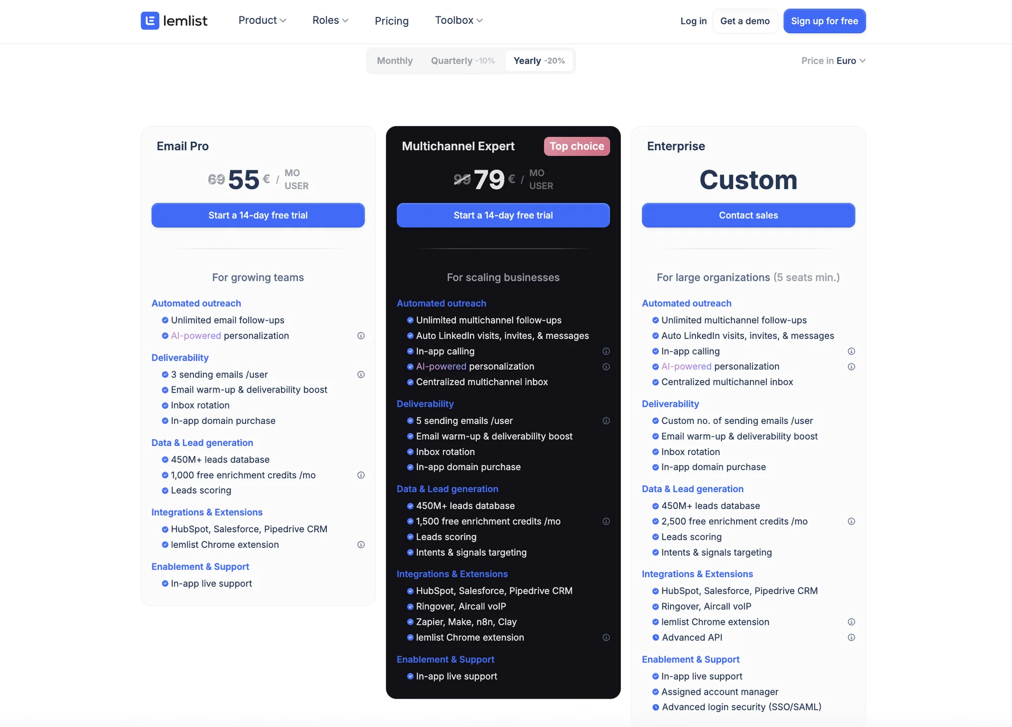 Lemlist pricing