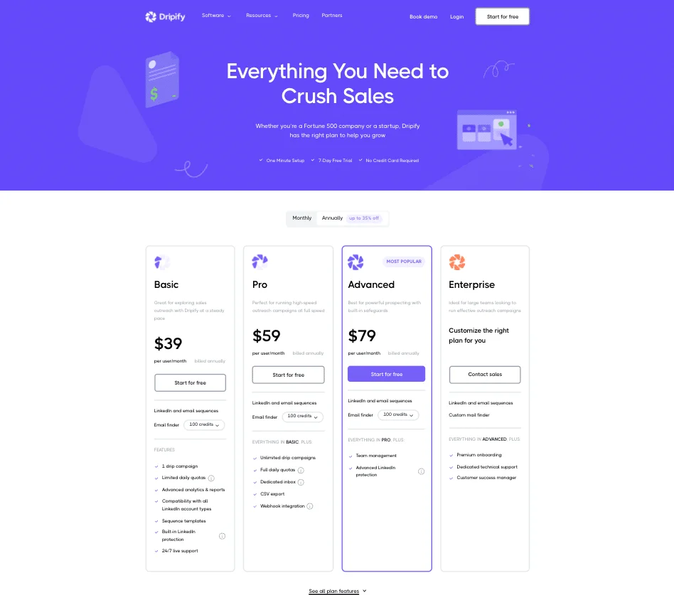 Dripify pricing