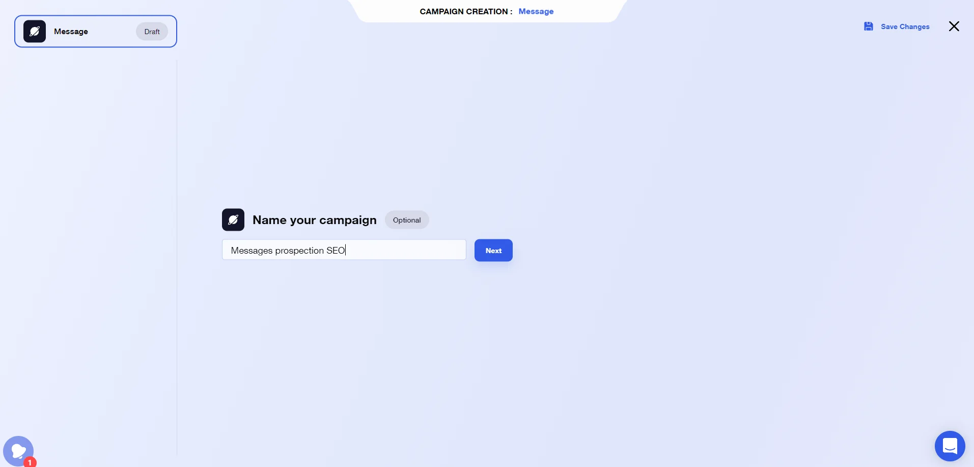 Création campagne message Waalaxy