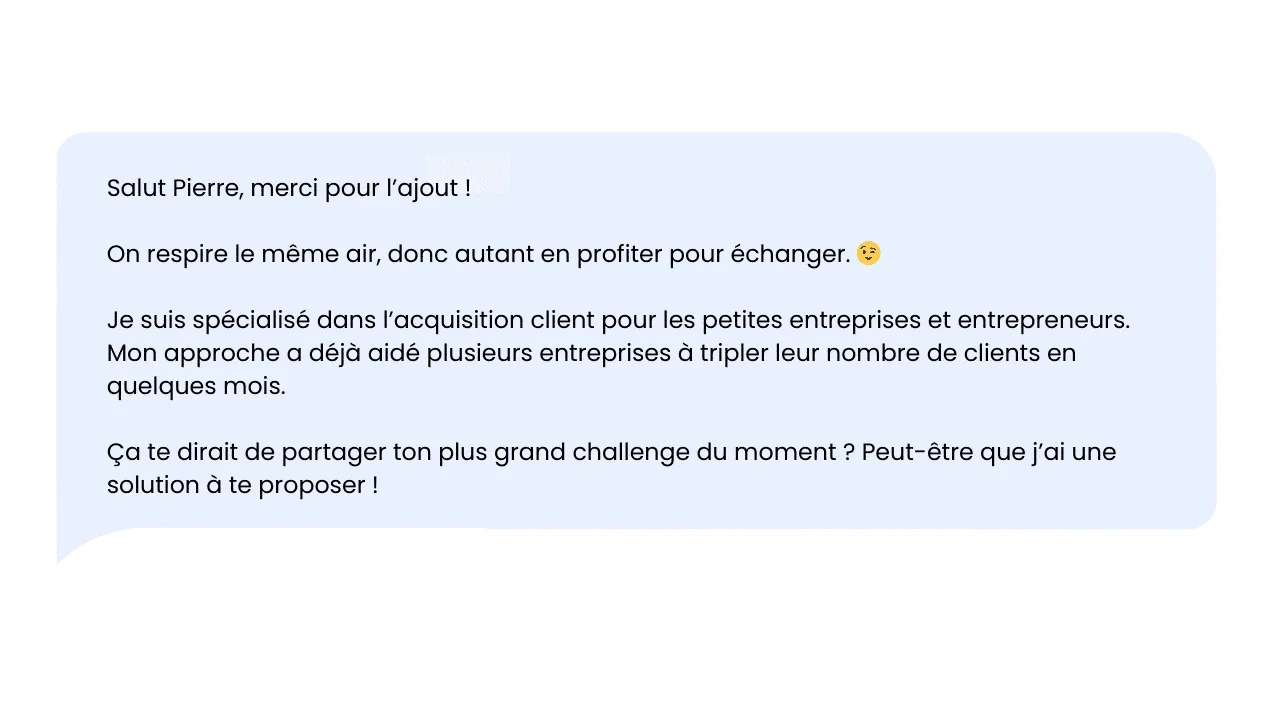 Message LinkedIn acquisition client Waalaxy