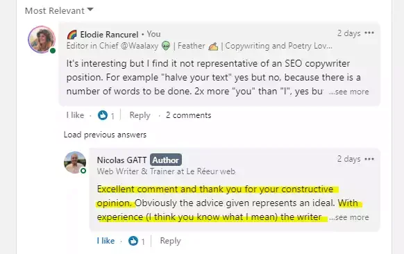 linkedin comment