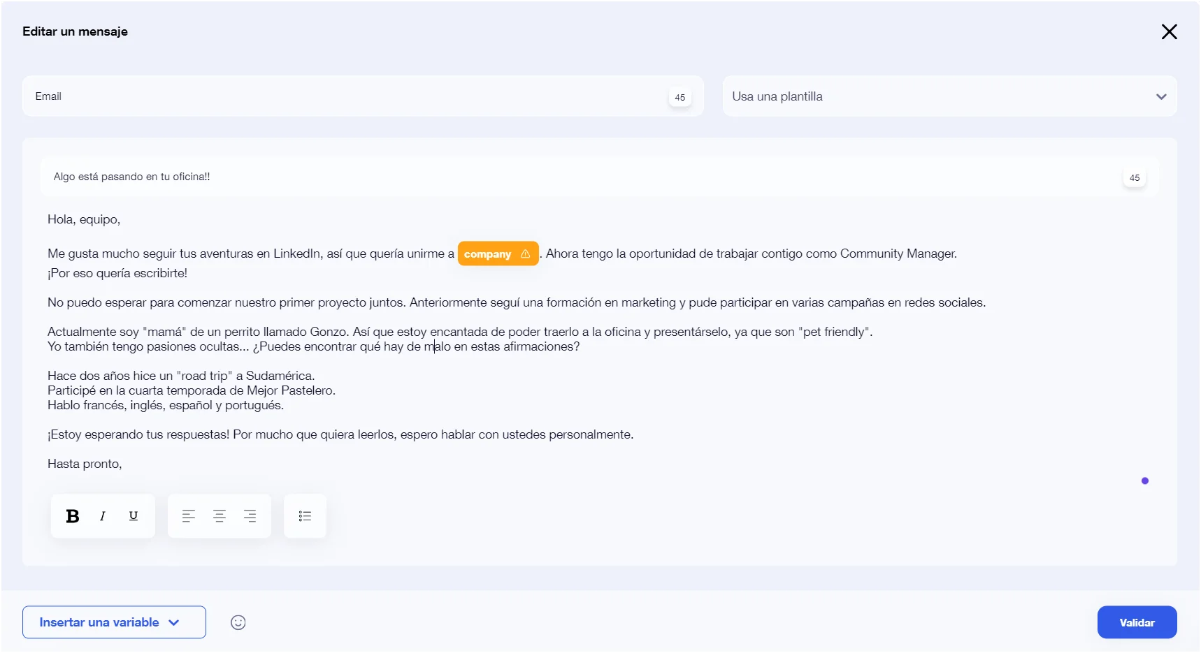 email de presentacion