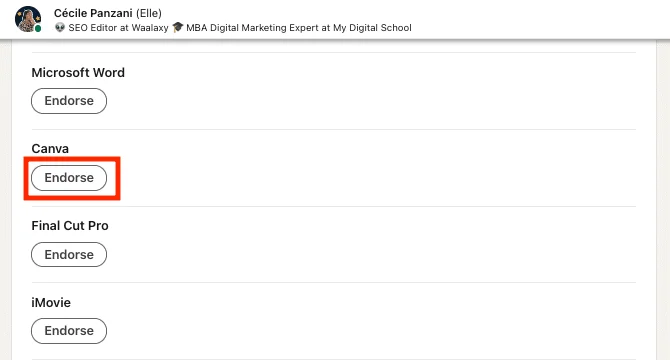 LinkedIn Outreach: recomendación de competencias.