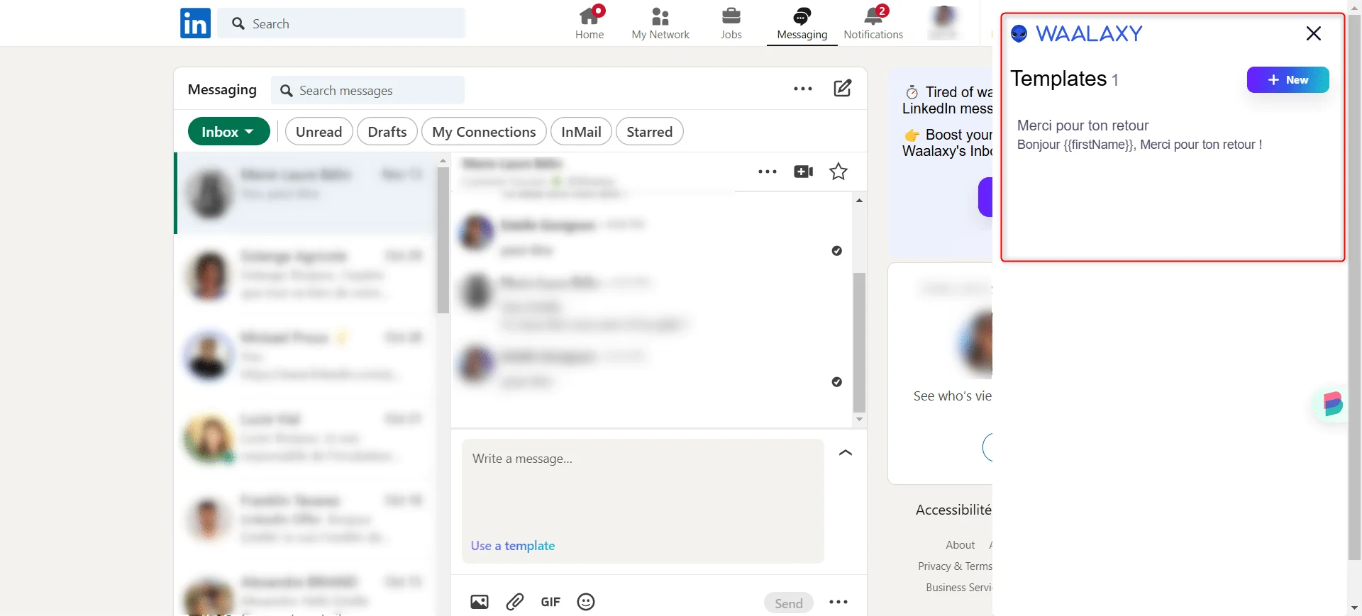 Waalaxy message templates