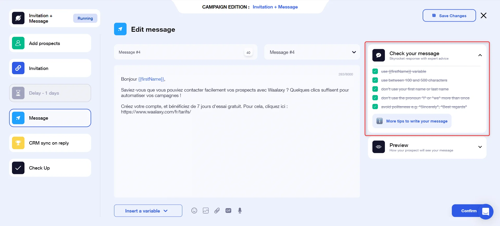 message prospection linkedin checklist