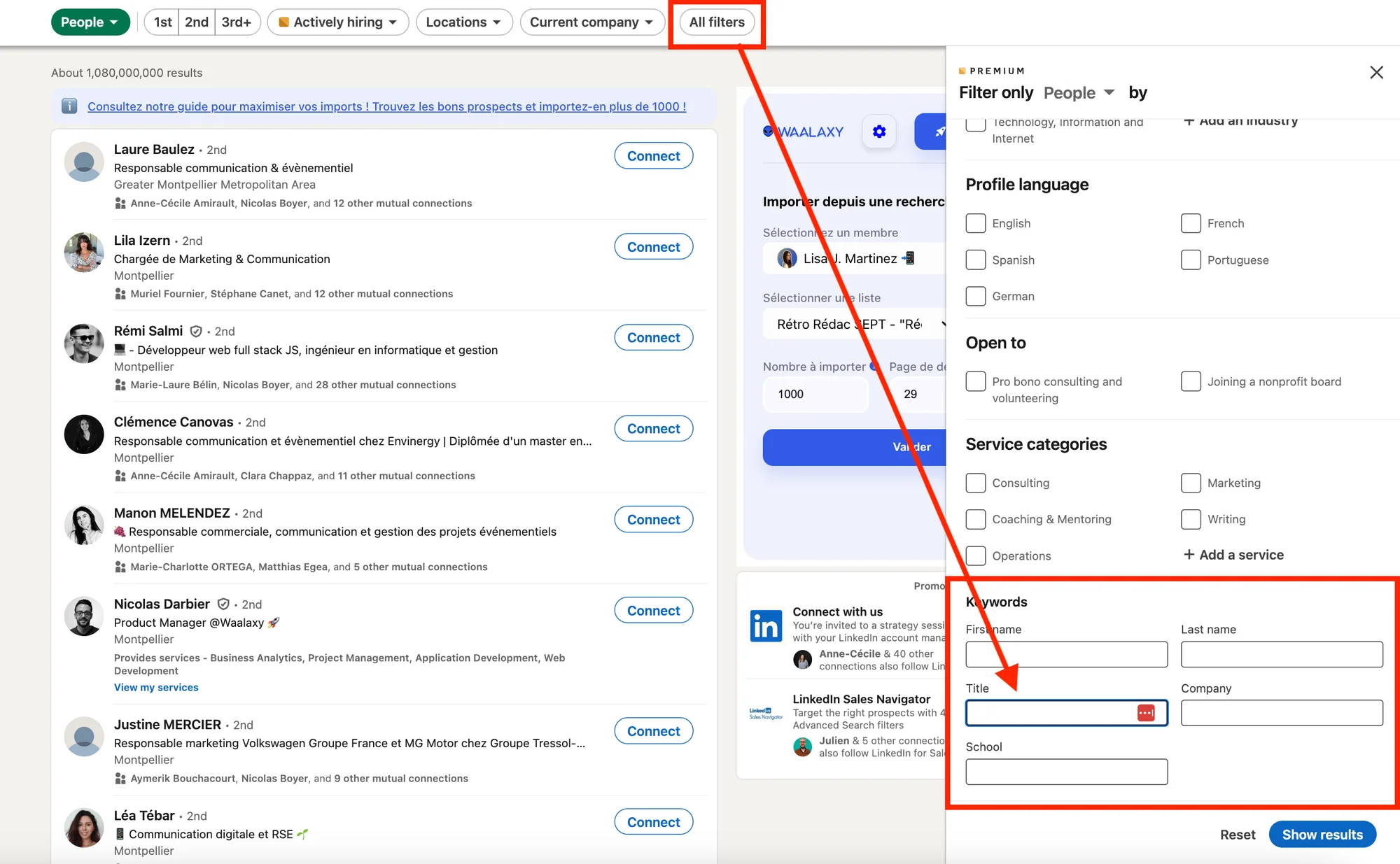 Linkedin Prospecting - LinkedIn advanced search filters.