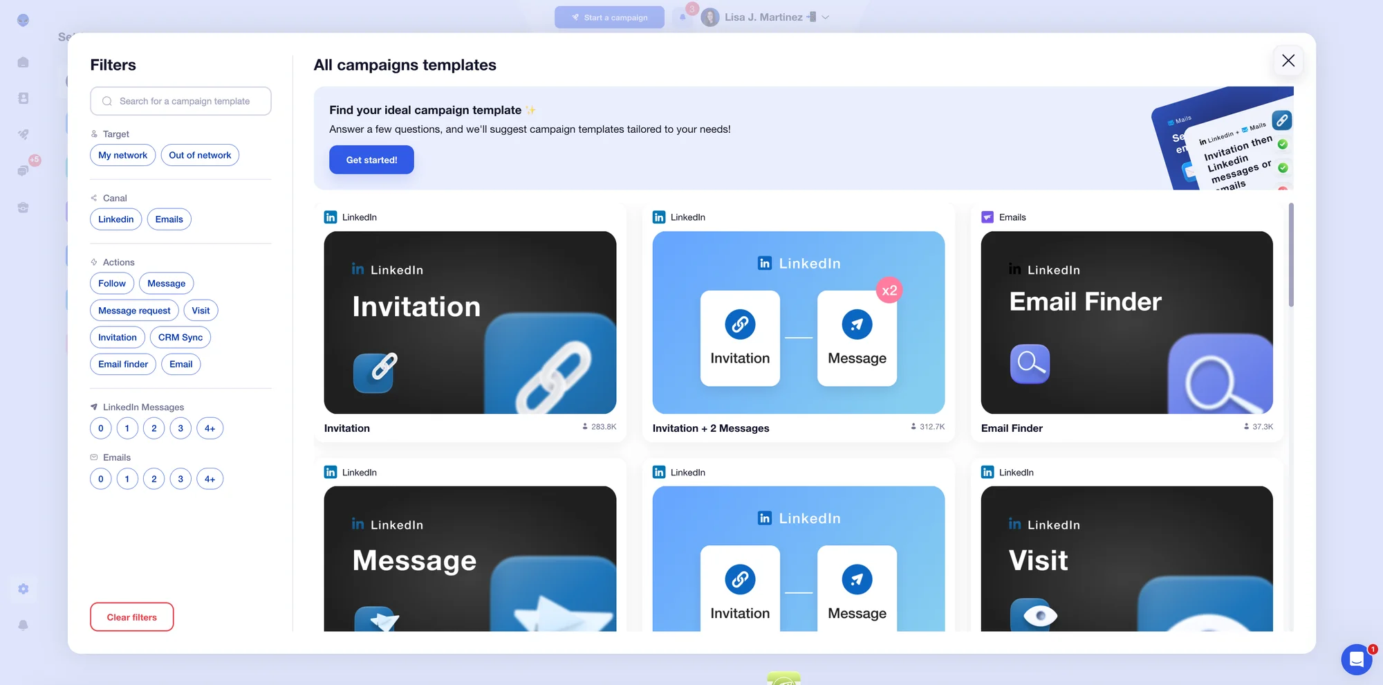 Library of scenarios and multi-channel prospecting campaigns with Waalaxy.