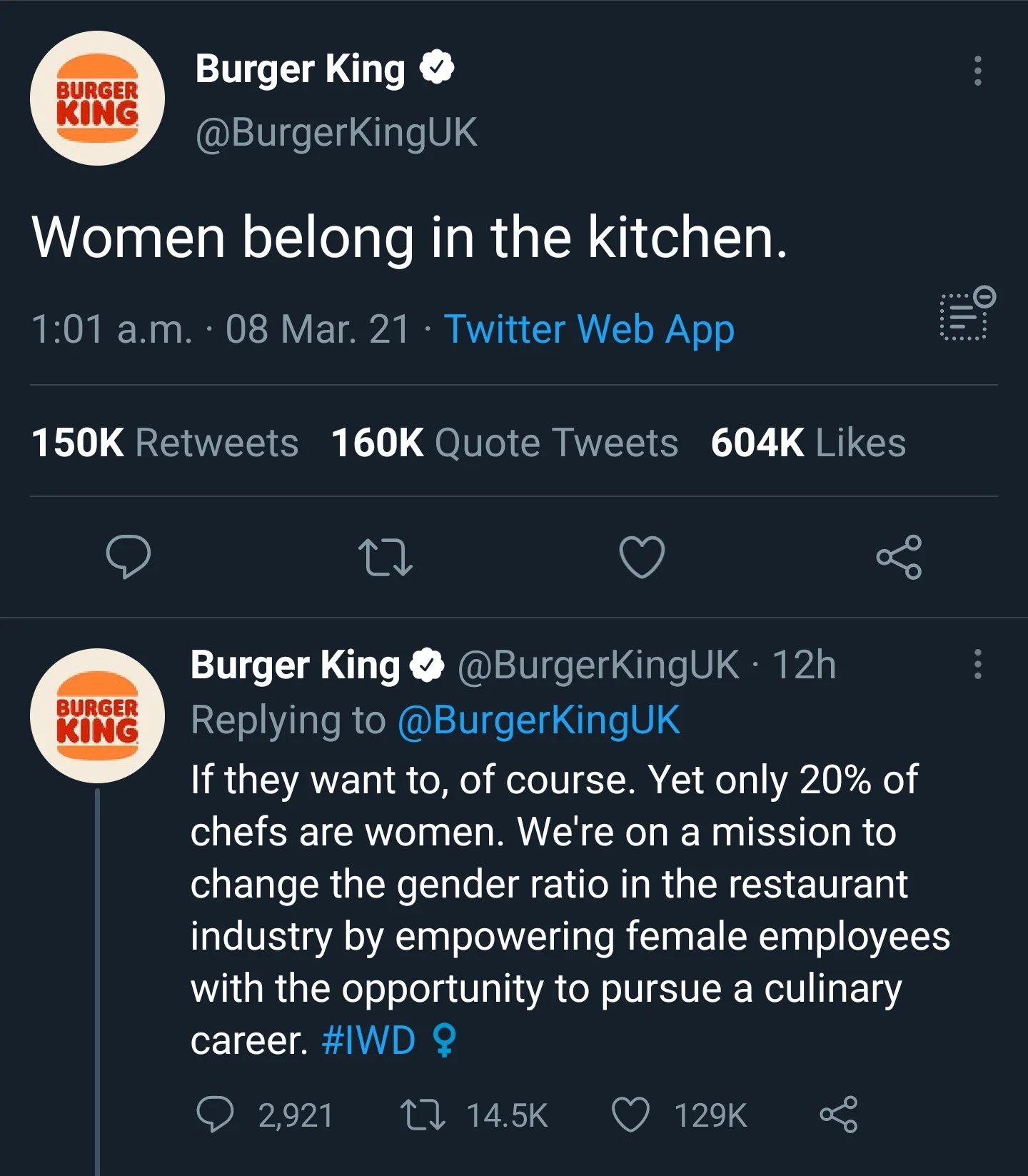 Burger King Deletes 'Women Belong in the Kitchen' Tweet