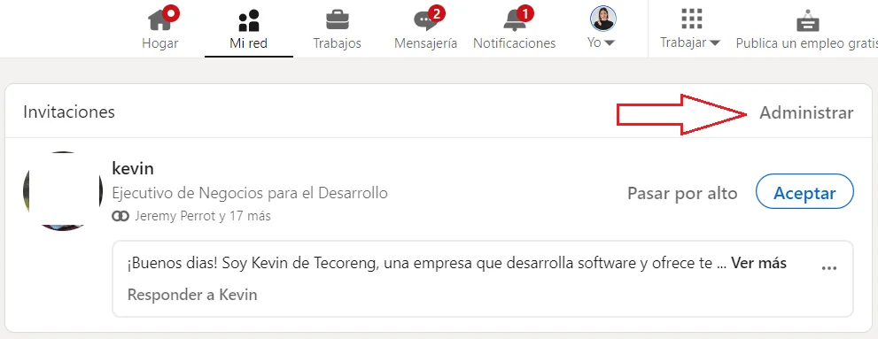 Invitación conexión LinkedIn Waalaxy