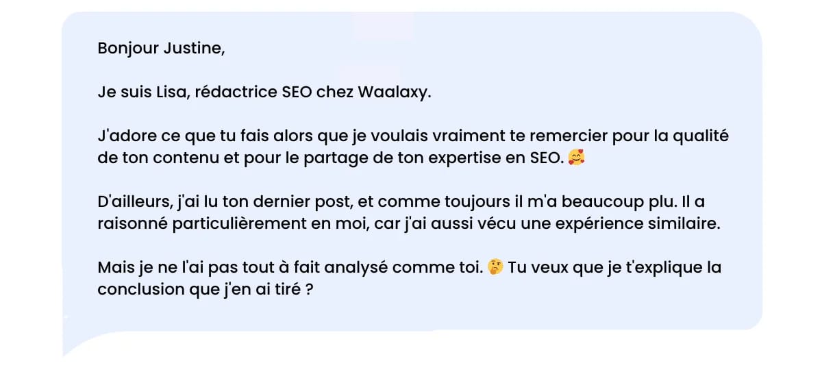 LinkedIn thank-you message after reading relevant content on LinkedIn.