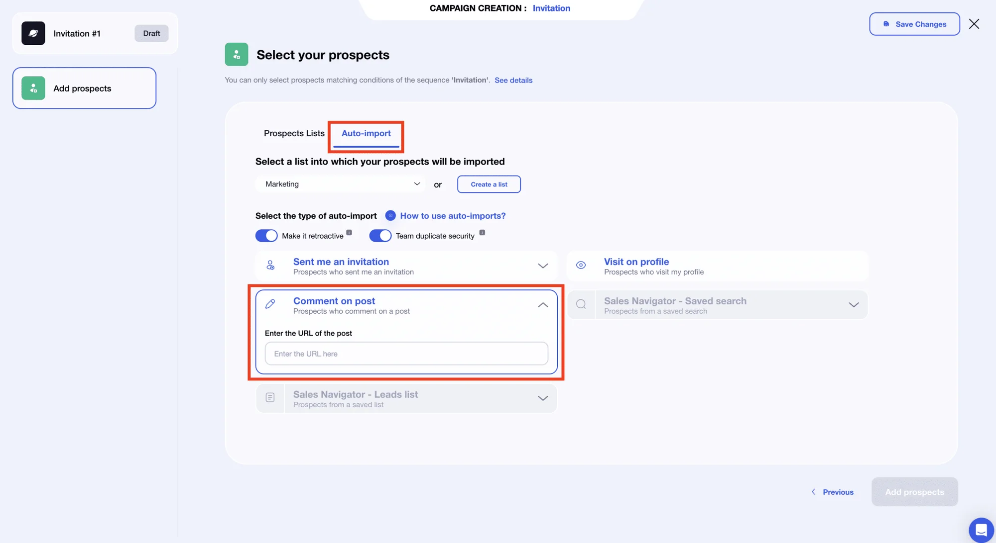 Inviti automatici su LinkedIn