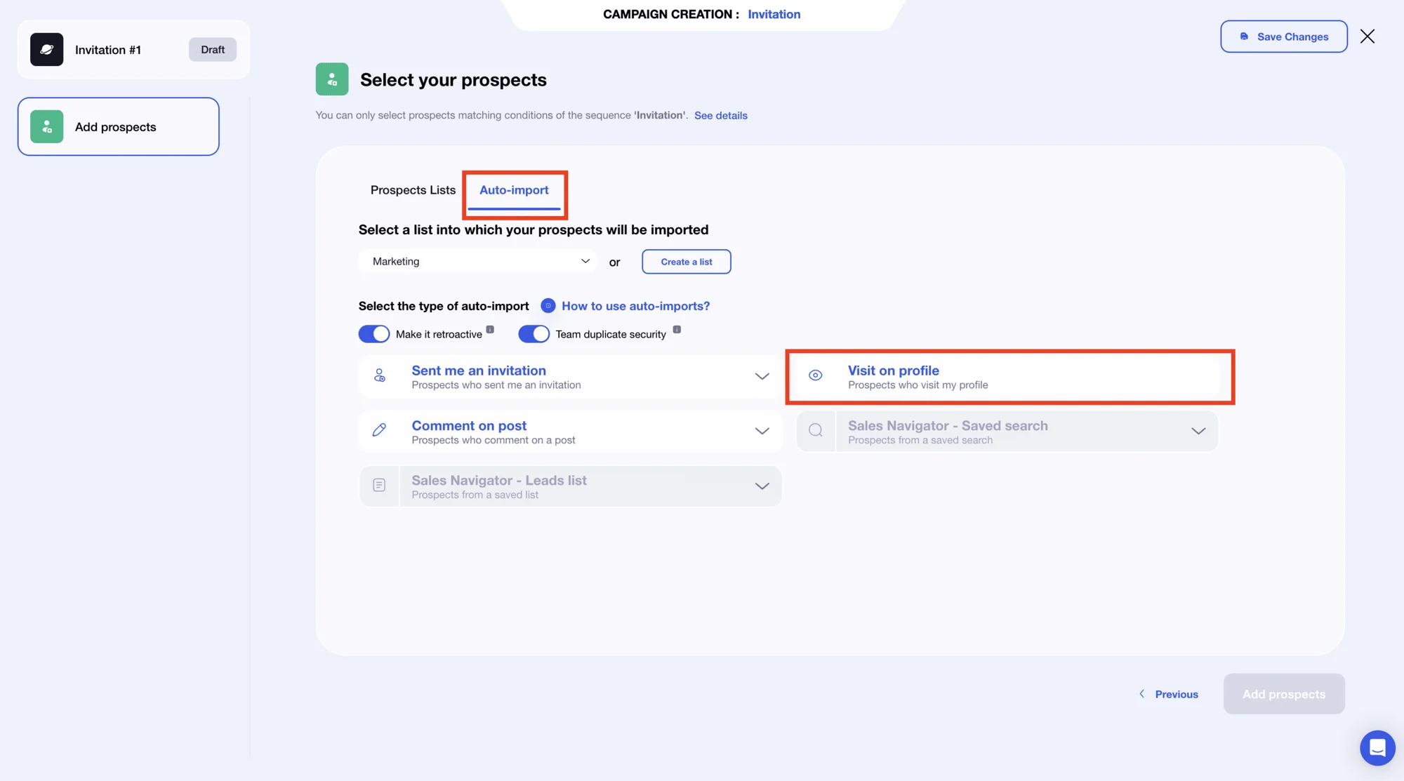 Inviti automatici su LinkedIn