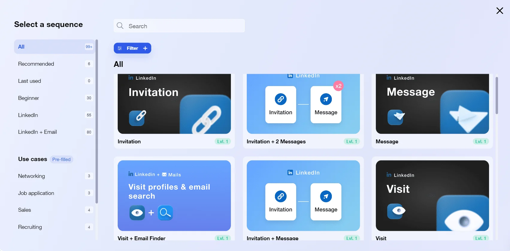 Sélection des outils Waalaxy pour séquences LinkedIn