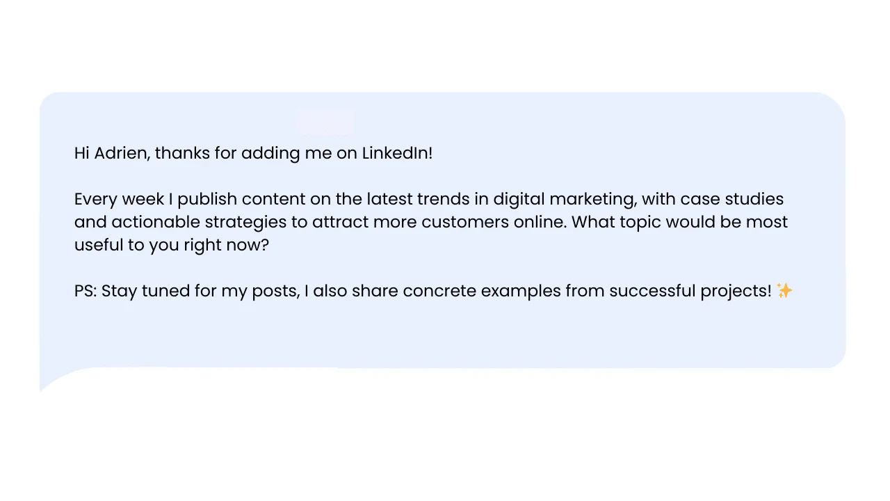 LinkedIn welcome message templates