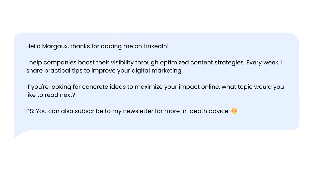 LinkedIn welcome message templates