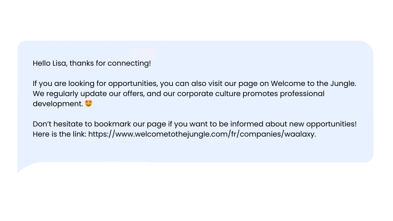 LinkedIn welcome message templates
