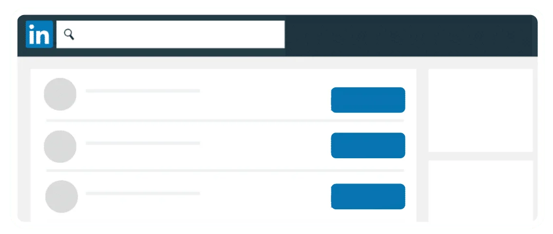Interface de recherche de profils LinkedIn