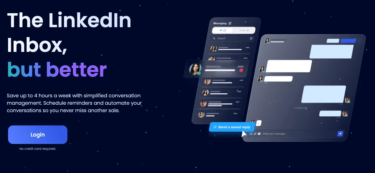 Interface Waalaxy gestion messages LinkedIn