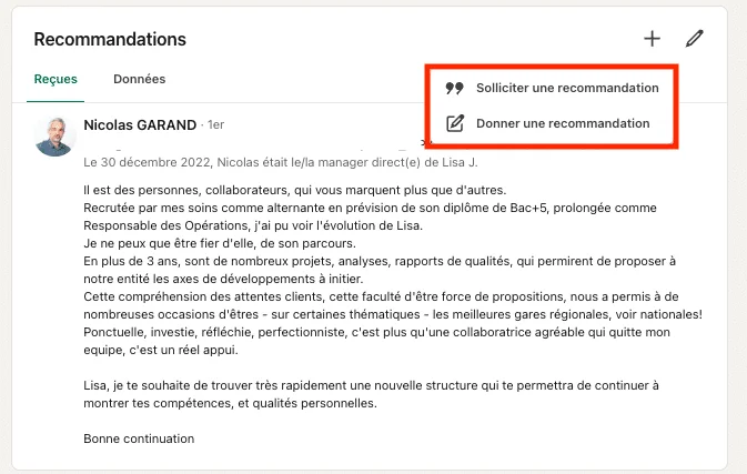 LinkedIn Outreach : ajouter une recommandation sur un profil LinkedIn (méthode et exemple).