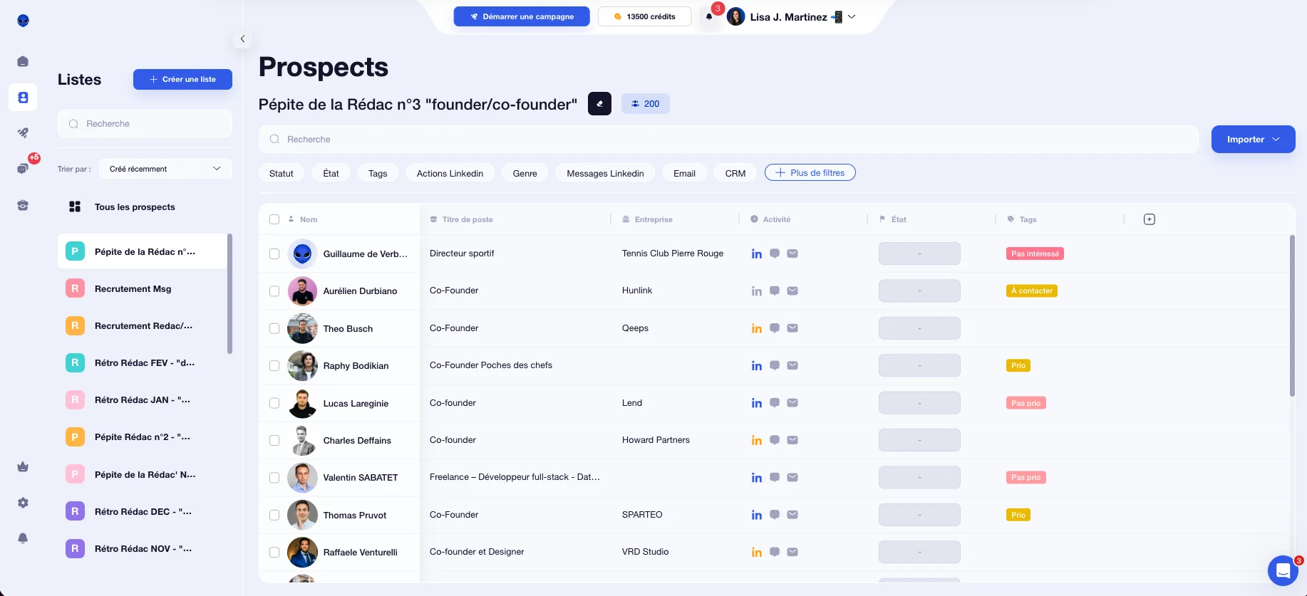 Organiser vos listes de contacts sur Waalaxy.