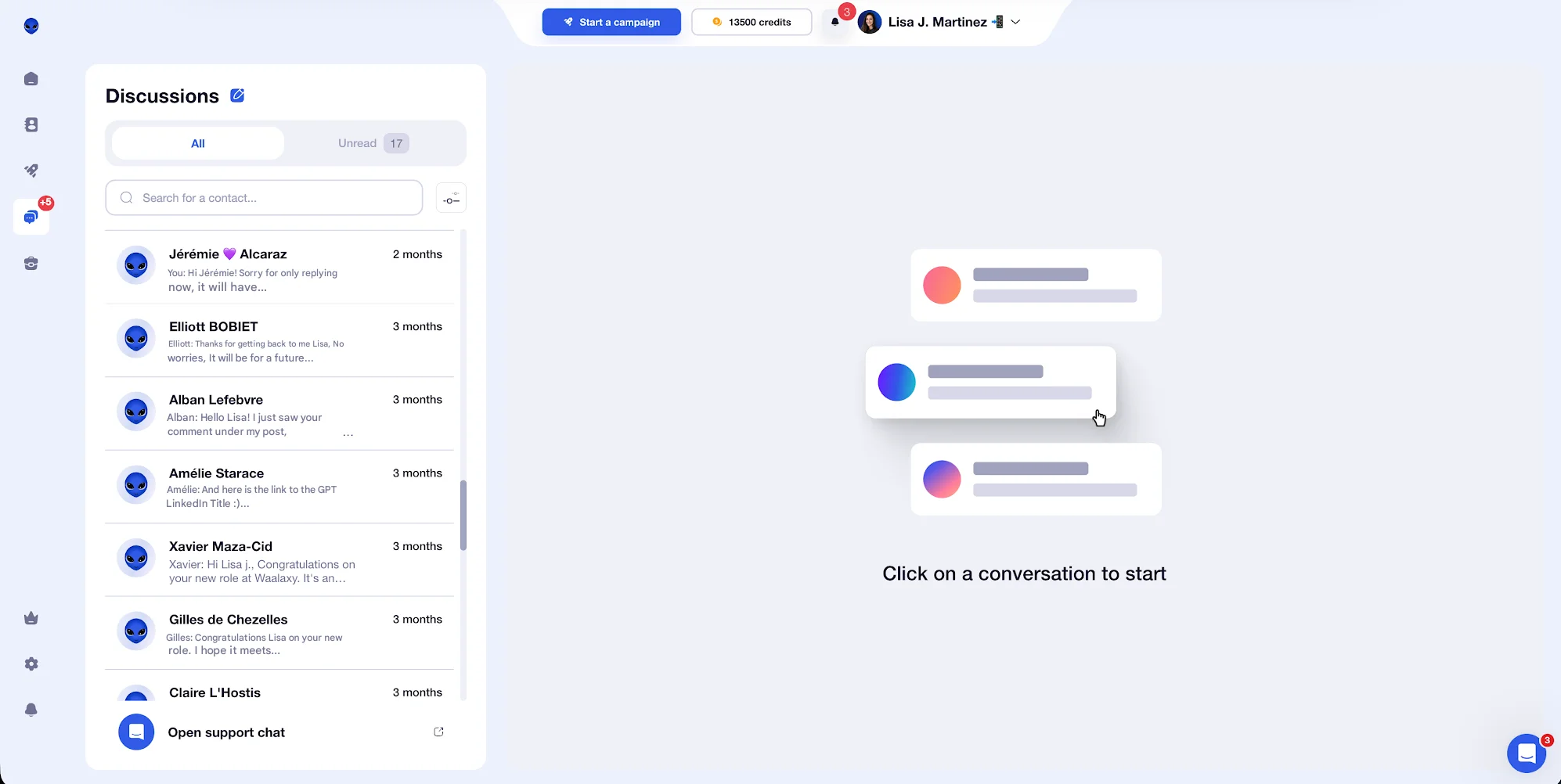 Waalaxy Inbox to schedule LinkedIn messages