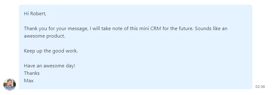Message LinkedIn réponse de prospection Waalaxy