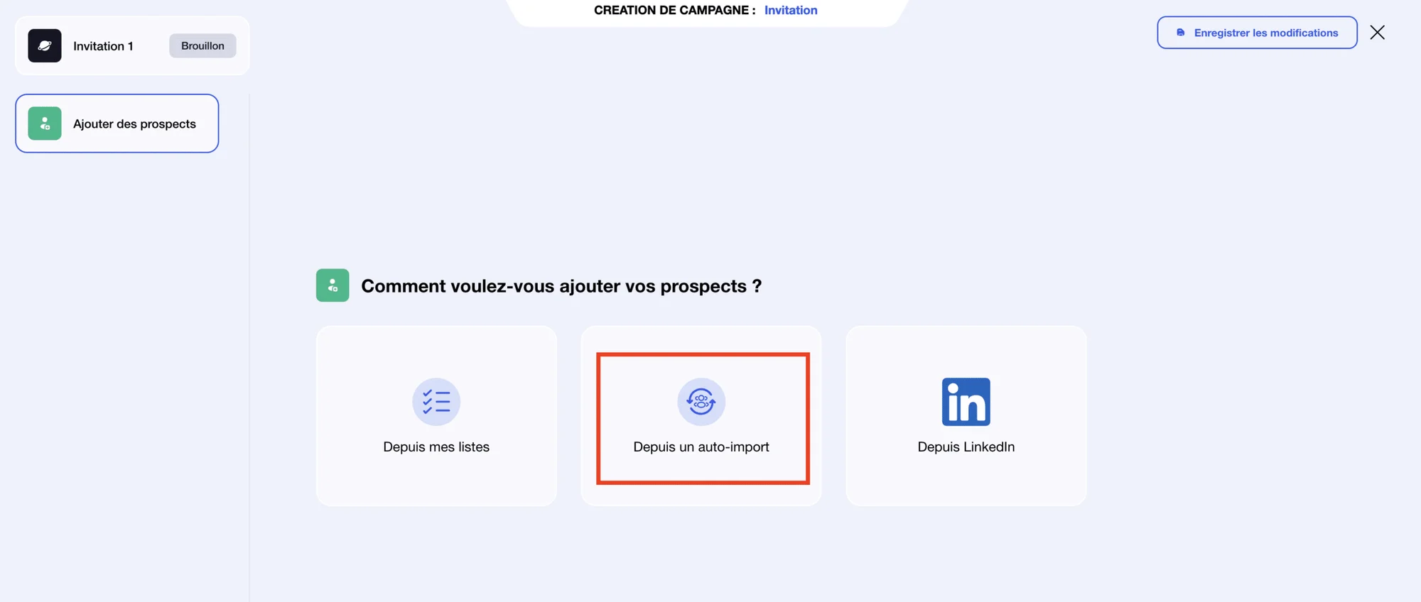 Invitation LinkedIn automatique - campagne invitation et importation des prospects LinkedIn