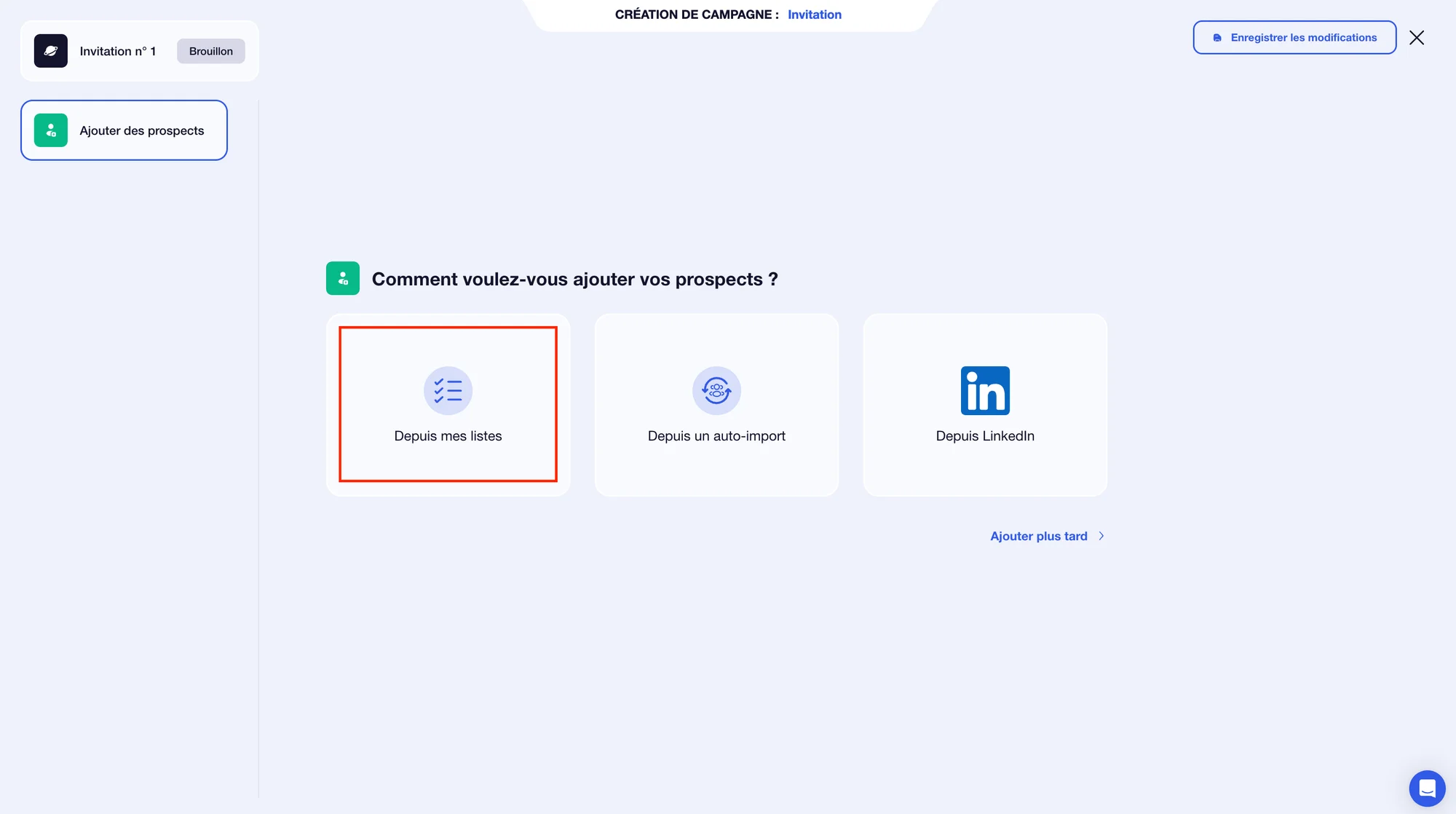 Invitation LinkedIn automatique - campagne invitation et importation des prospects LinkedIn