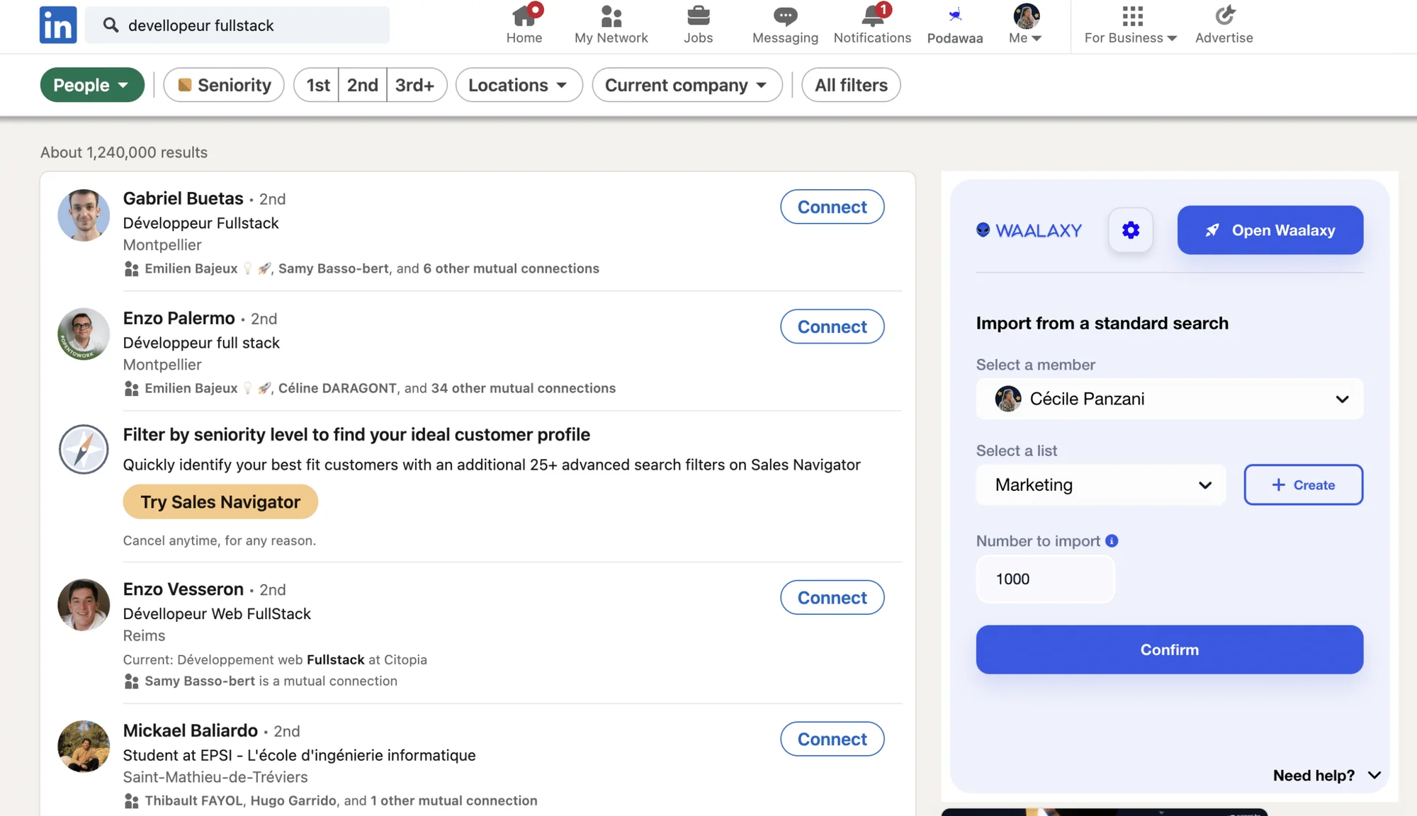 Recherche développeur fullstack LinkedIn