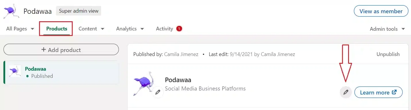 Vue super admin Podawaa produits