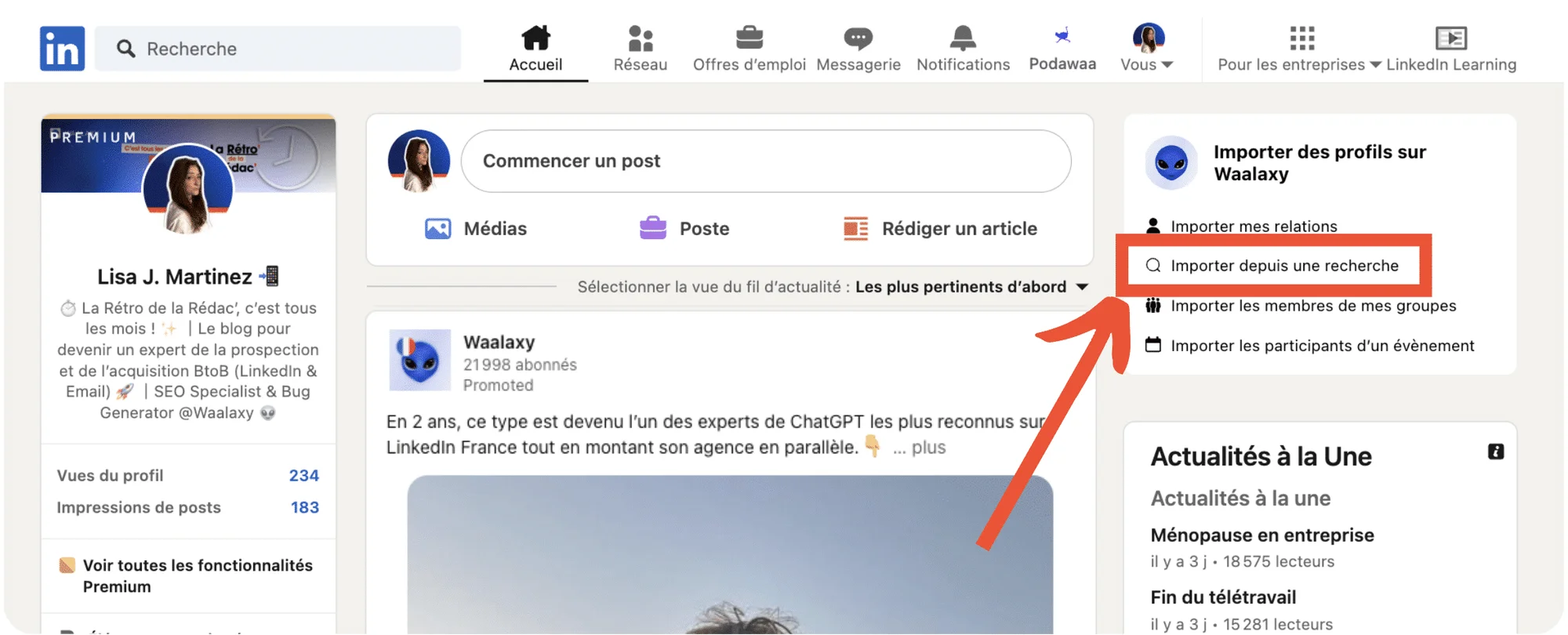 Direcionamento para o LinkedIn