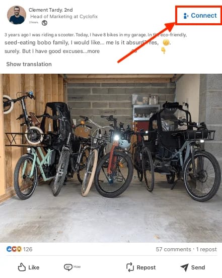 Inviare un invito da un post di LinkedIn