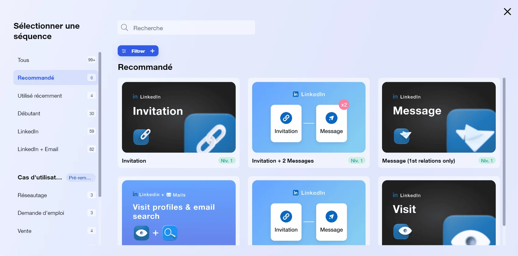 Page LinkedIn recommandant des actions d'invitation et de messagerie pour améliorer les relations professionnelles.