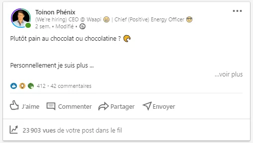 Post LinkedIn Waalaxy prospection