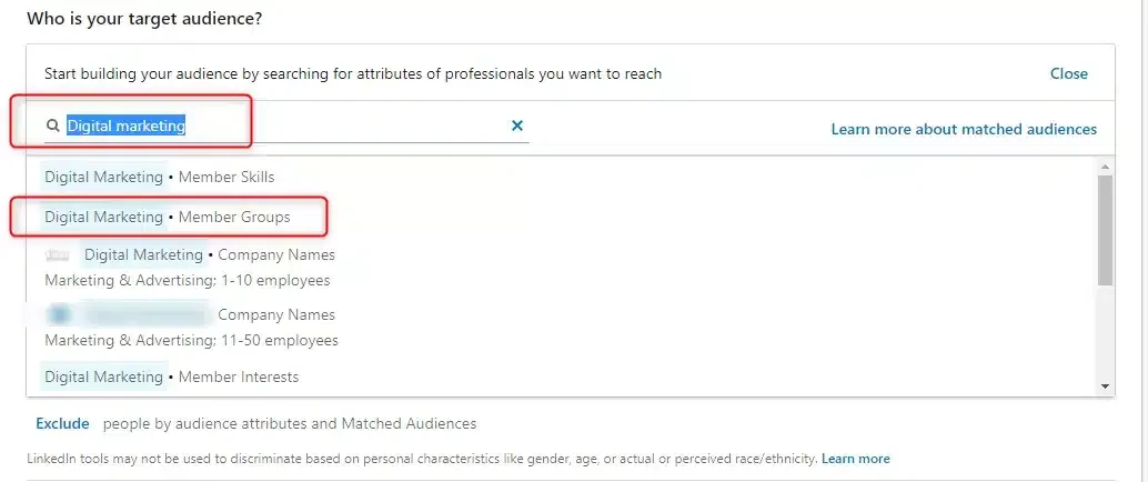 Ciblage audience digital marketing LinkedIn