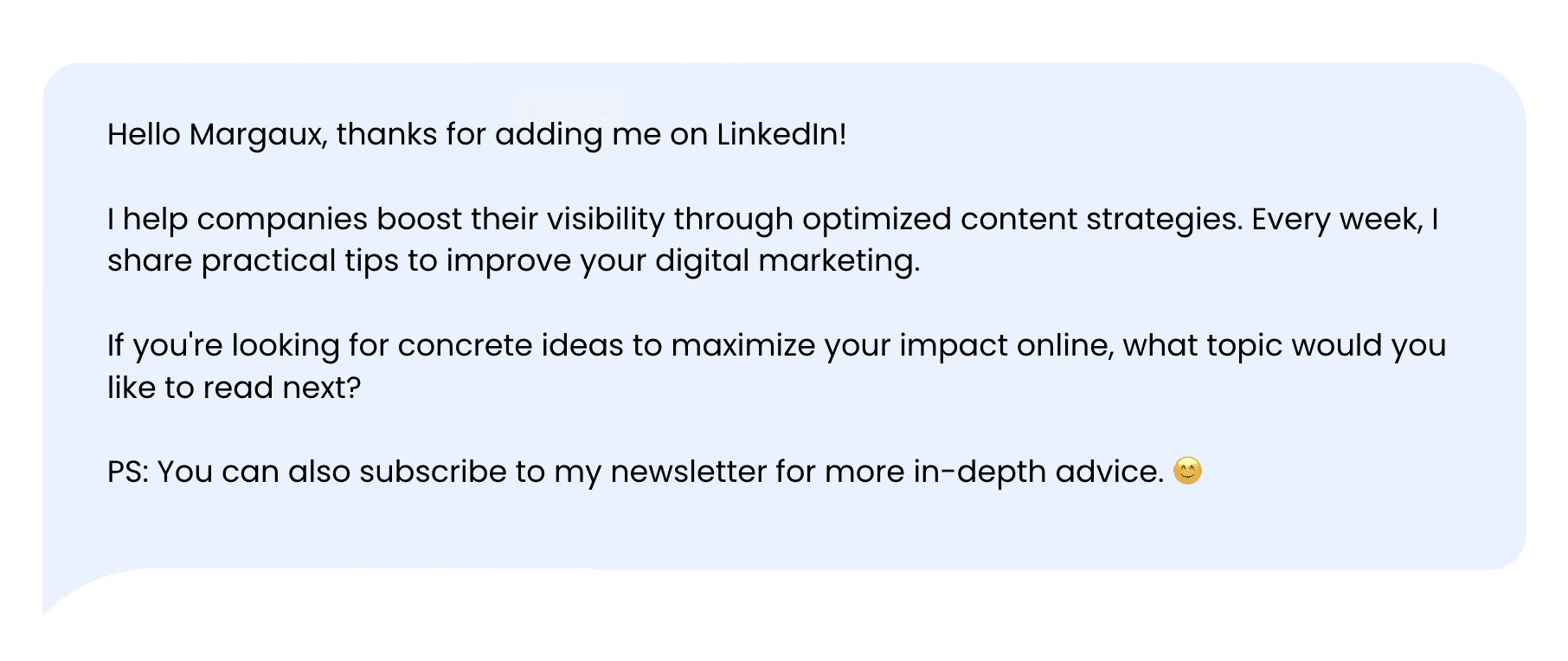 LinkedIn connection message digital marketing
