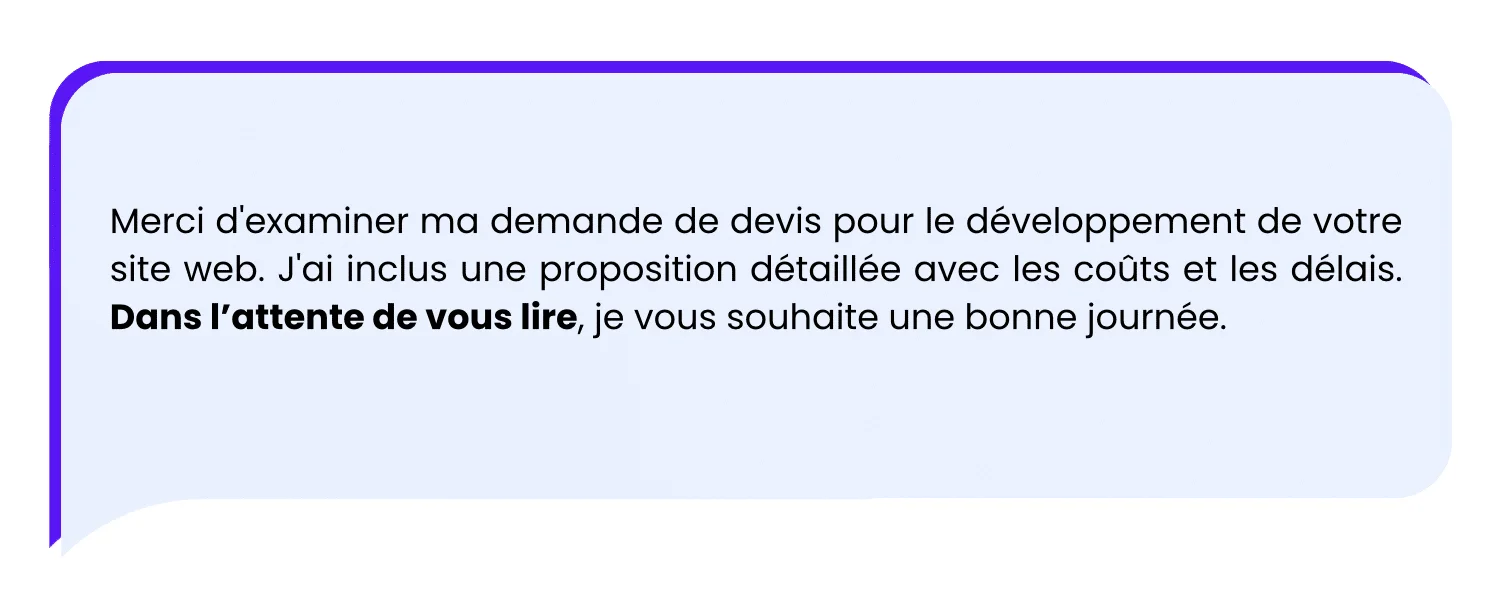 Dans l’attente de vous lire