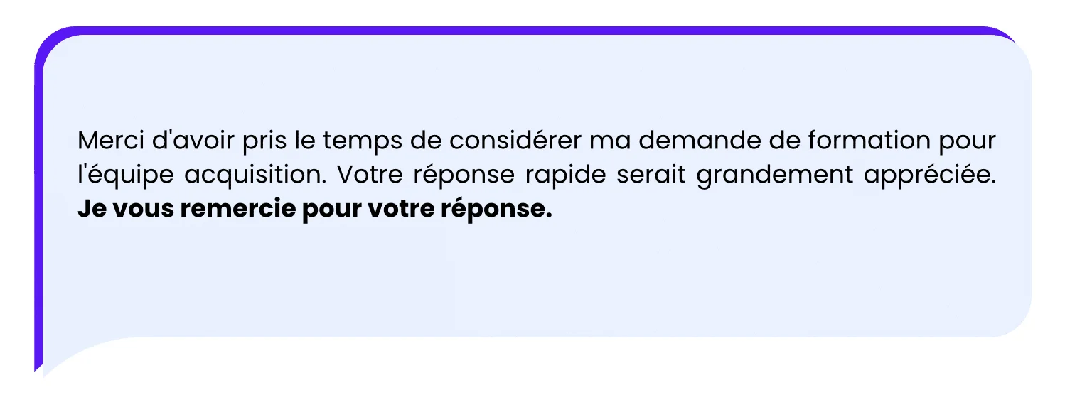 Je vous remercie pour votre réponse