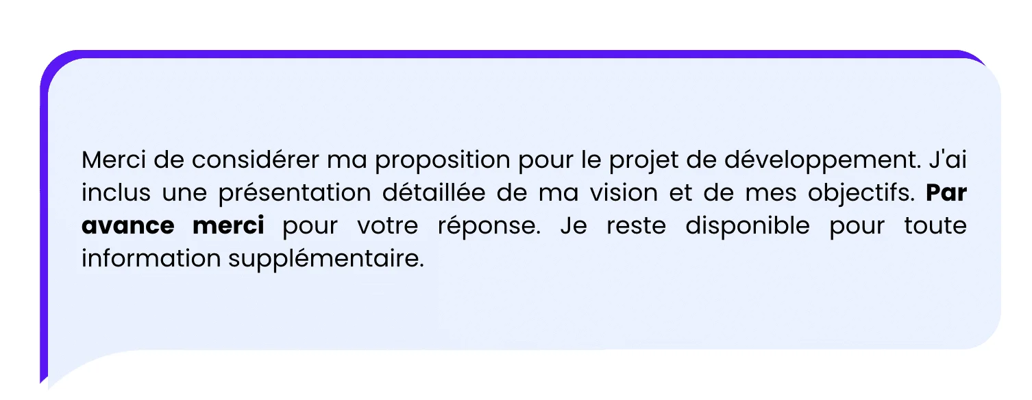Par avance merci