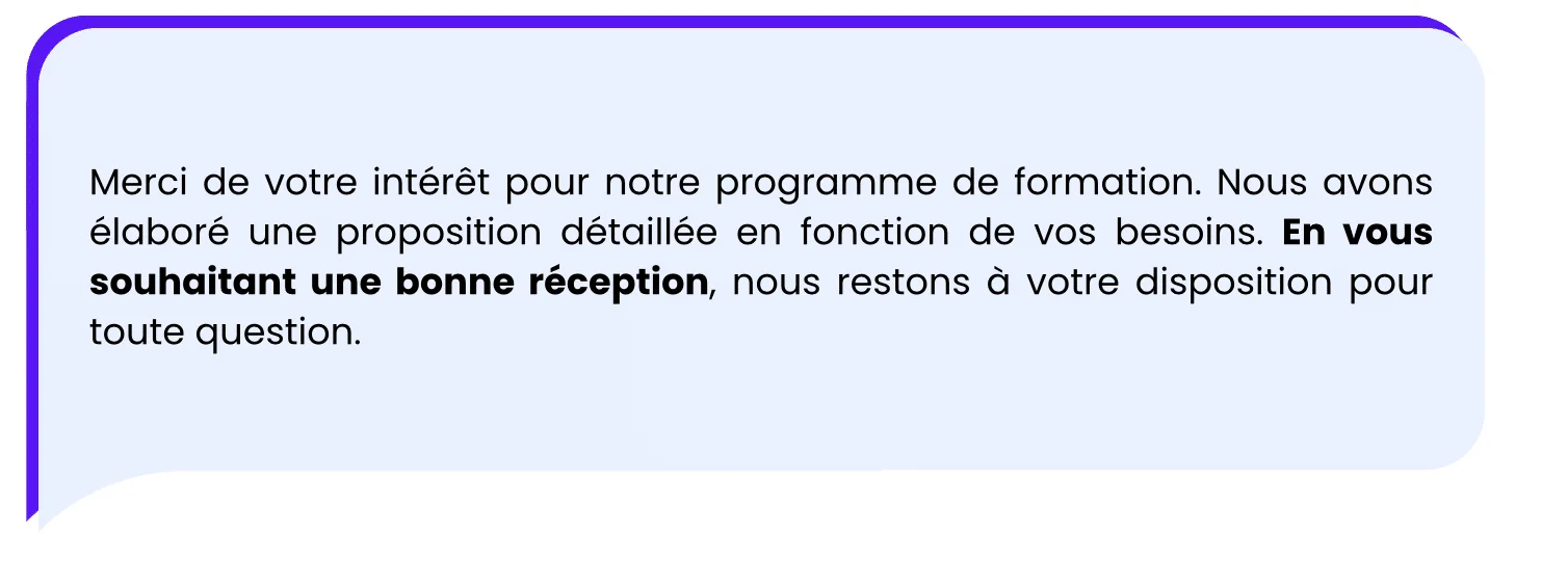 En vous souhaitant une bonne réception