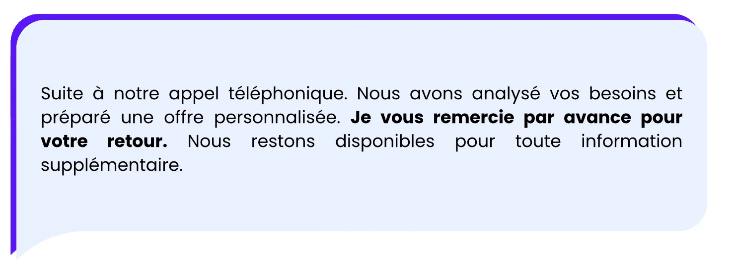 Je vous remercie par avance pour votre retour