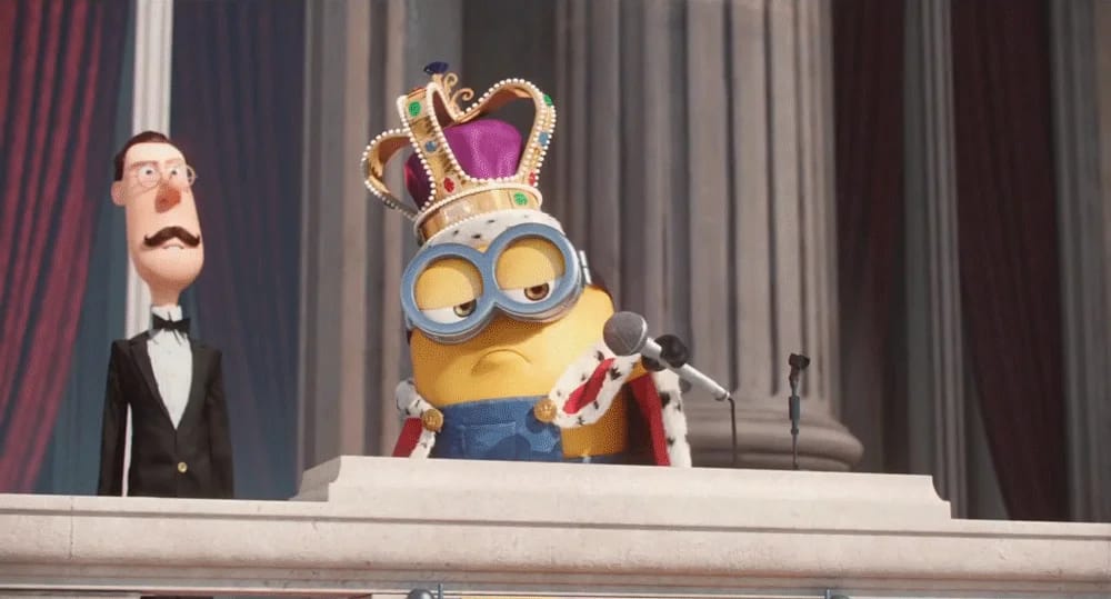 Minion roi couronne discours podium