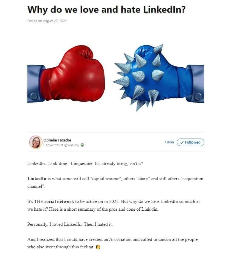 Gants de boxe amour haine LinkedIn