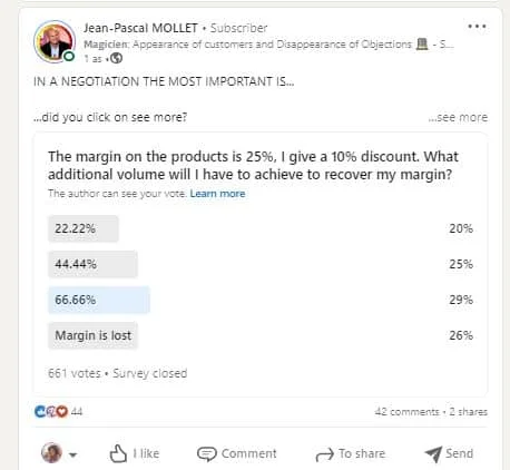 Negotiation margin discount volume LinkedIn poll